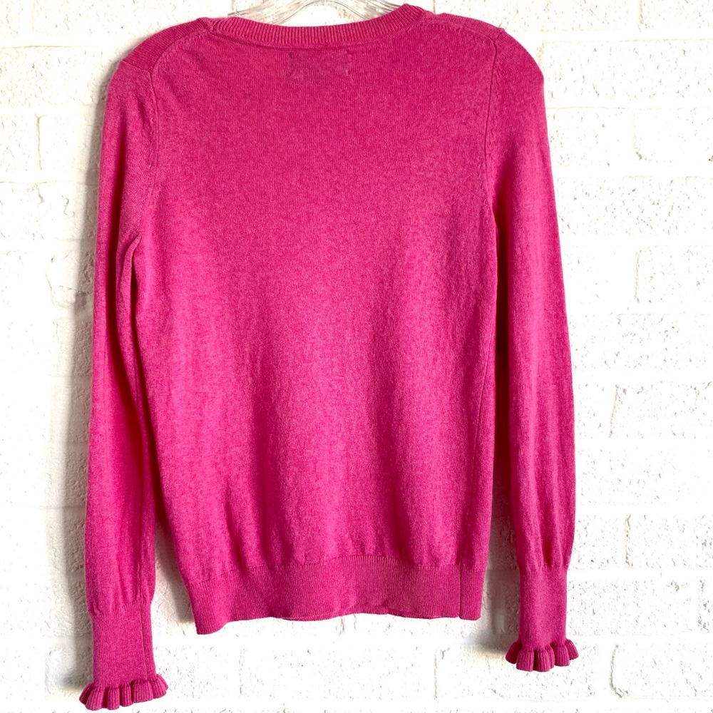 BANANA REPUBLIC MERINO SWEATER XS WOOL CASHMERE BLEND PINK RUFFLE CUFF FILPUCCI - Picture 4 of 14
